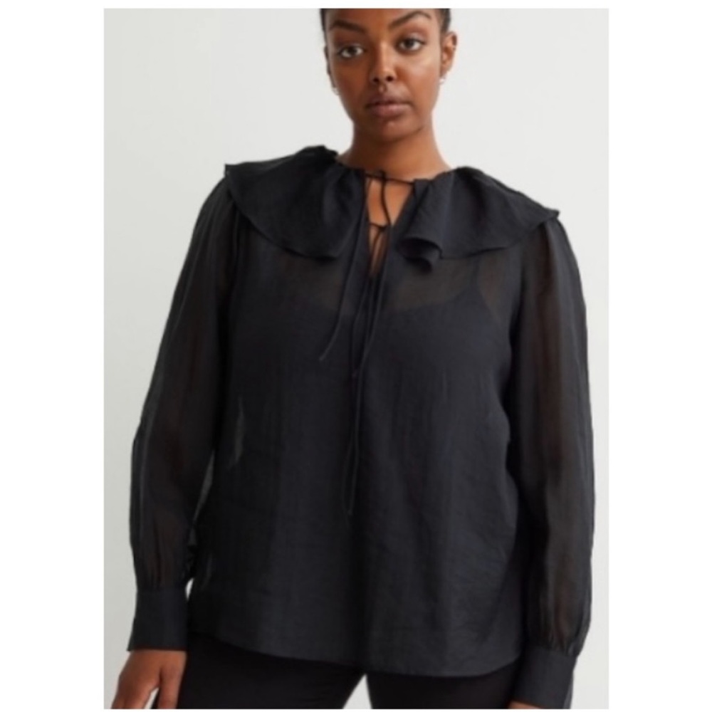 NWT!!  H&M Flounce Flounce Black Large L Sheer